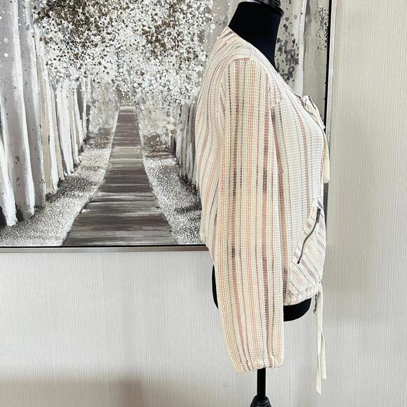 Free People - Striped Jacket in Cream and Pink - Size Medium - Picture 5 of 8